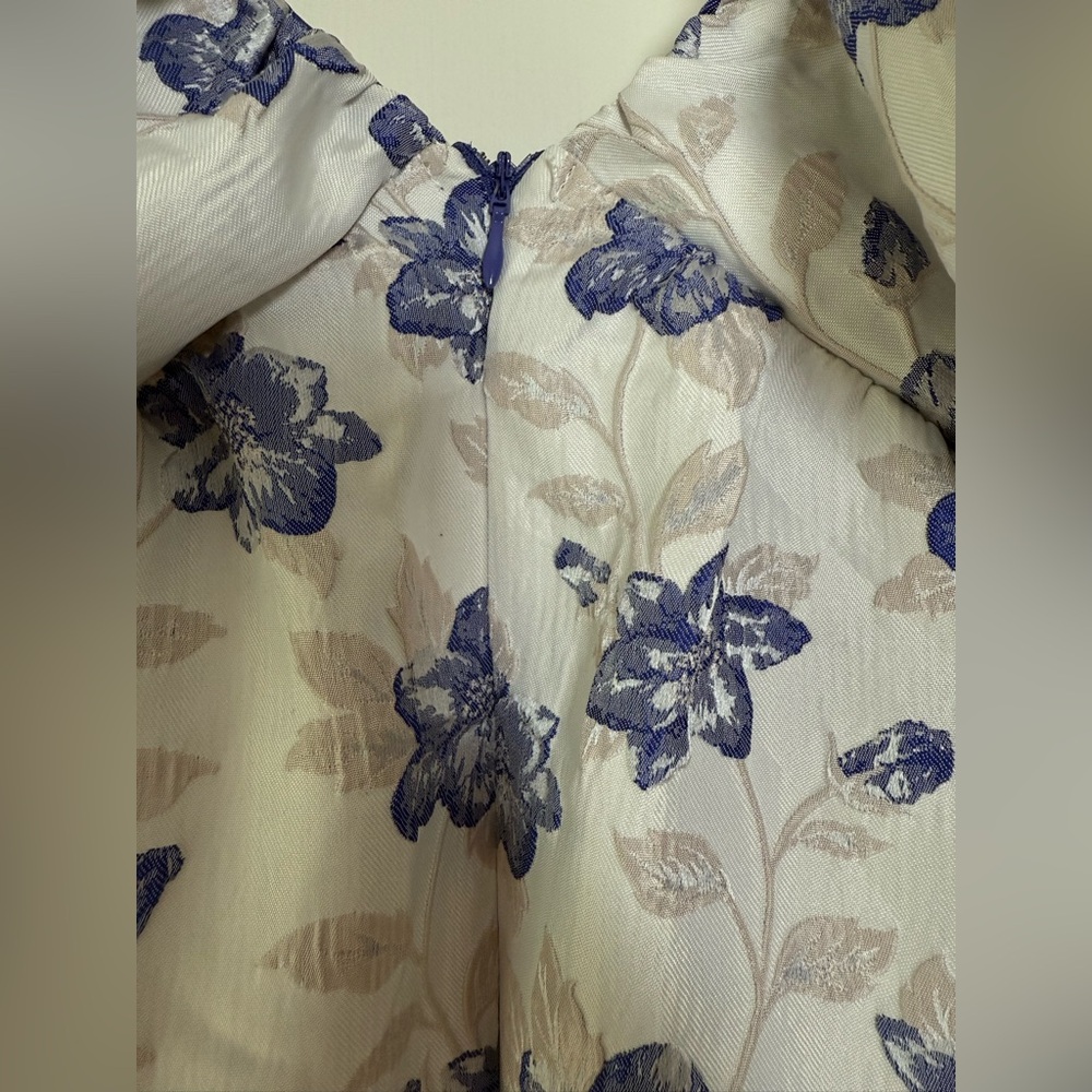 🆕 Day + Moon Floral Jacquard Puff Sleeve Mini Dress Regencycore Cottagecore Chic - Picture 11 of 12